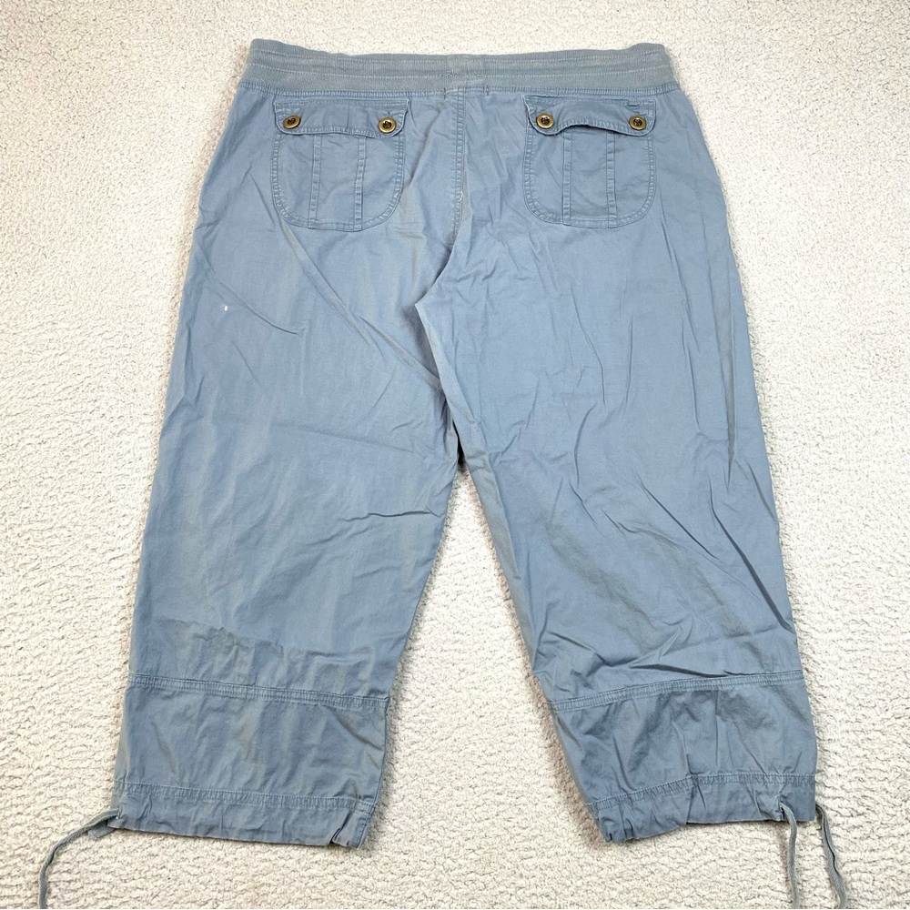XCVI Wearables Women's Size XL Blue Cinch Hem Stretch Cotton Capri Pants * - Picture 2 of 9
